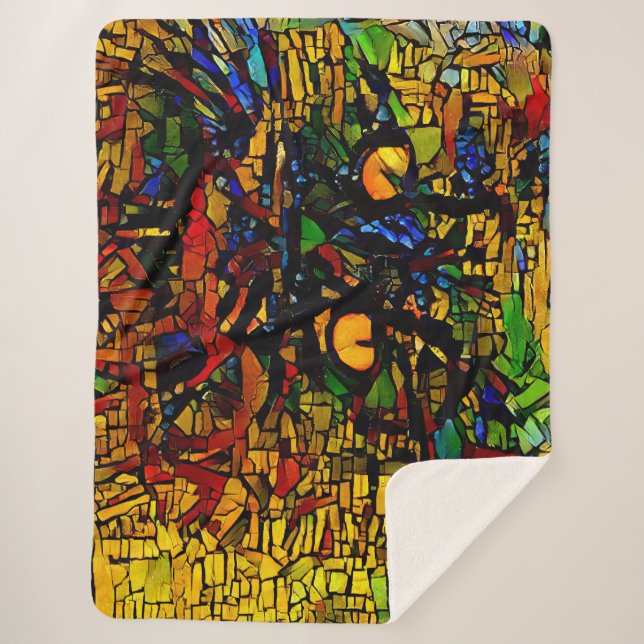 Manta Sherpa Prin de arte de gato colorido (Anverso)