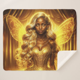 Manta Sherpa Princesa de hadas etéreas con aura dorada brillant