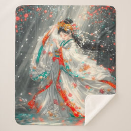 Manta Sherpa Princesa etérea en un jardín de fantasía