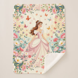 Manta Sherpa Princesa linda con mariposas
