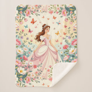 Manta Sherpa Princesa linda con mariposas