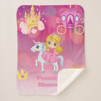 Manta Sherpa Princesa rosa personalizada