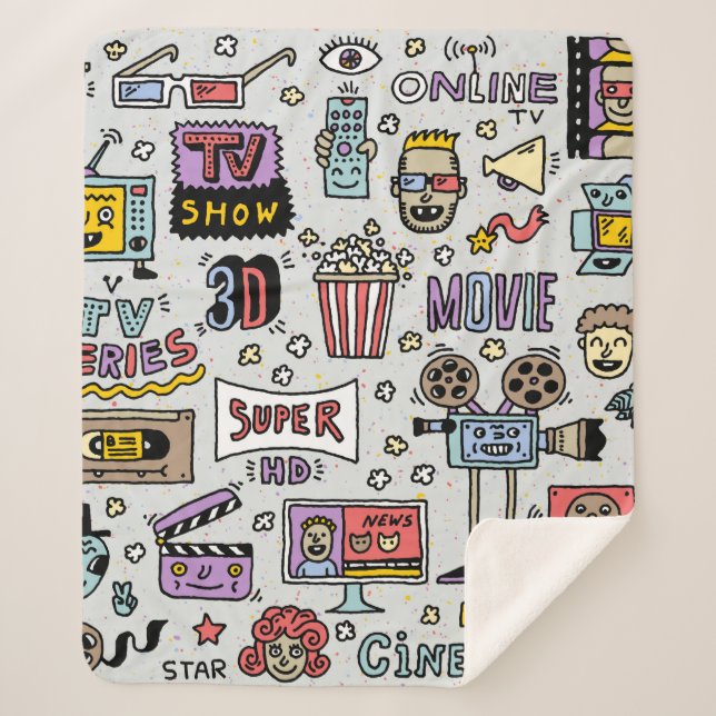 Manta Sherpa Programas de TV, series y películas Divertidas cos (Anverso)