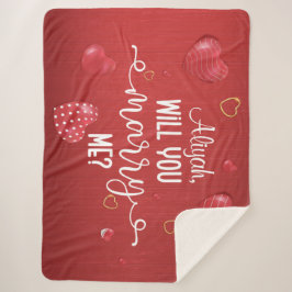 Manta Sherpa Propuesta matrimonial de Red Wood Hearts