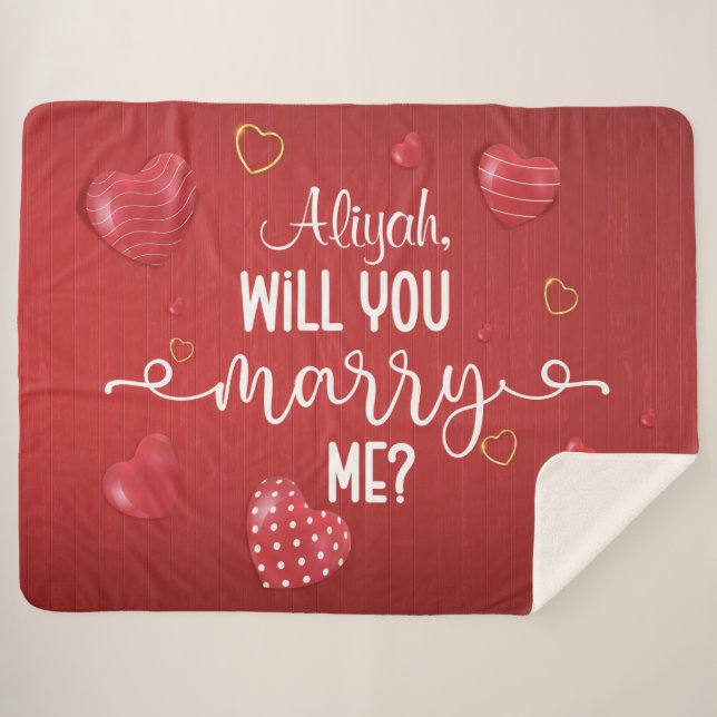 Manta Sherpa Propuesta matrimonial de Red Wood Hearts (Anverso (horizontal))