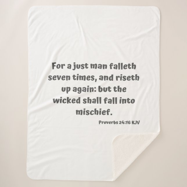 Manta Sherpa Proverbios 24:16 KJV Biblia Verse Scripture (Anverso)