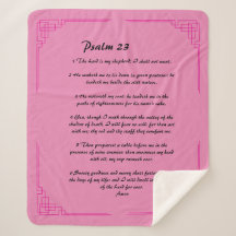 Psalm 23 borde rosa Sherpa Blanket
