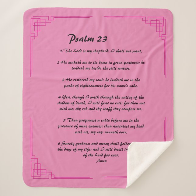 Manta Sherpa Psalm 23 borde rosa Sherpa Blanket (Anverso)