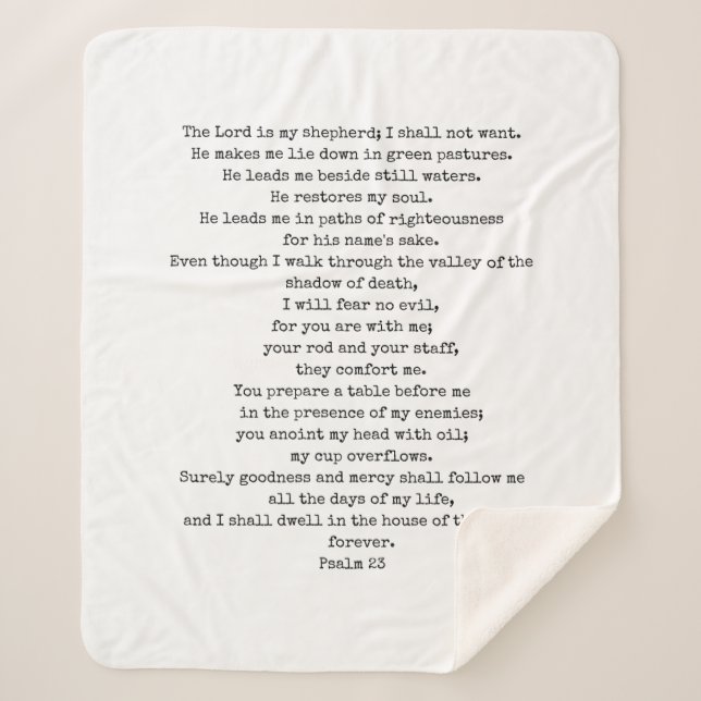 Manta Sherpa Psalm 23 Sherpa Fleece Blanket CUSTOMISABLE (Anverso)