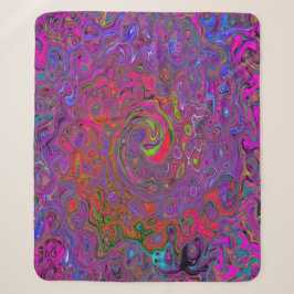 Manta Sherpa Psicodelia Groovy Magenta Retro Bañón Líquido