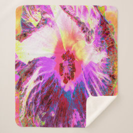 Manta Sherpa Psicodélico Trippy Colores Arcoiris Hibiscus Flor