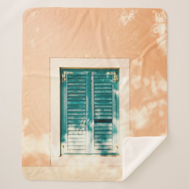 Manta Sherpa Puerta de madera verde cerrada (Anverso)