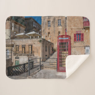 Manta Sherpa Puesto de teléfono rojo en La Valeta Malta