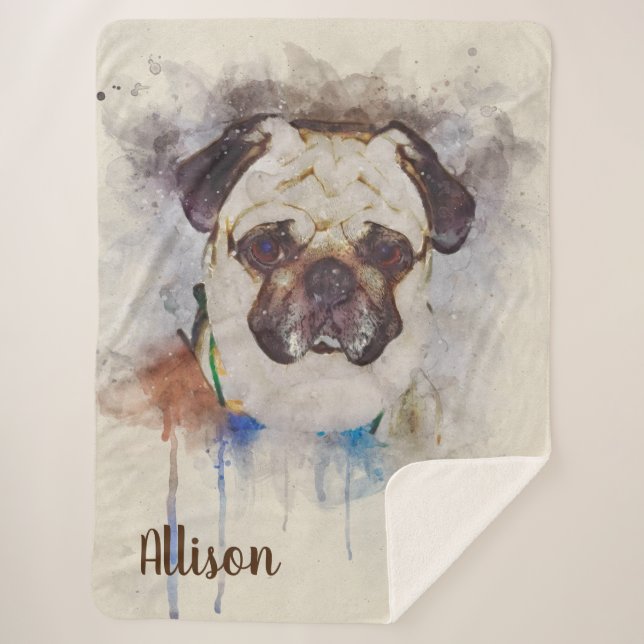 Manta Sherpa Pug acuático (Anverso)