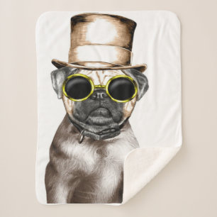 Manta Sherpa Pug De Vapor Realmente Cuidado Con Gafas