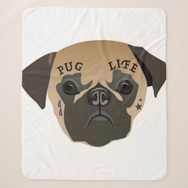 Manta Sherpa Pug Lovers | Vida útil de cute pug (Anverso)