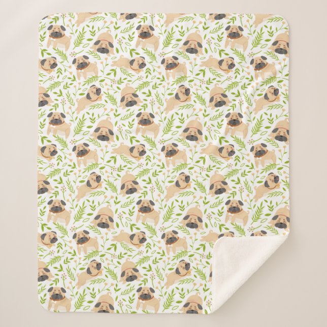 Manta Sherpa Pug Sherpa Blanket (Anverso)