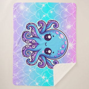 Manta Sherpa Pulpo azul lindo