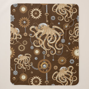 Manta Sherpa Pulpo Steampunk Retro Fantasía Mecánica