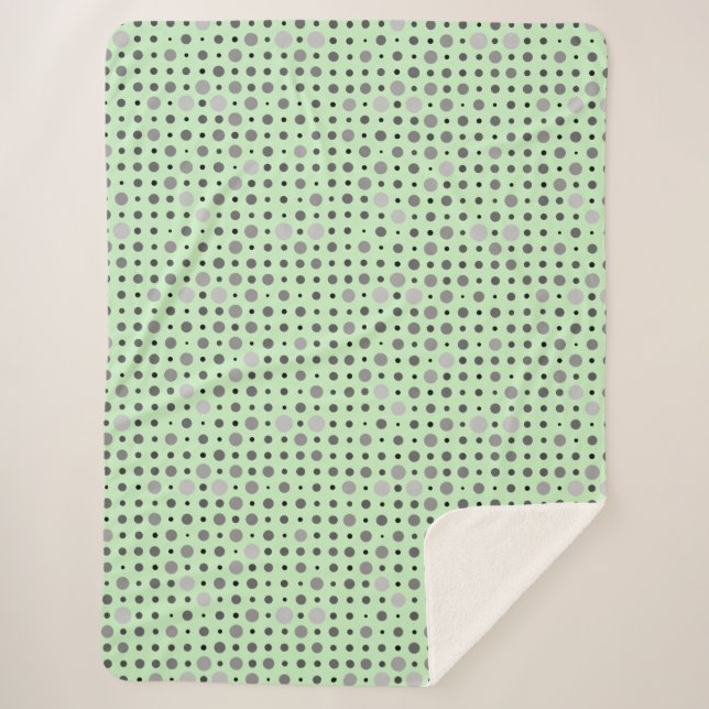 Manta Sherpa Punto Polka 01.BG verde gris (Anverso)