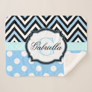 Manta Sherpa Puntos azules y rayas