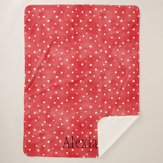 Manta Sherpa Puntos Blancos Rojos (Anverso)