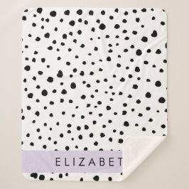 Manta Sherpa Puntos dálmatas, puntos, negro y blanco, tu nombre