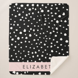 Manta Sherpa Puntos dálmatas, puntos, negro y blanco, tu nombre