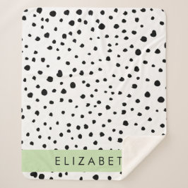 Manta Sherpa Puntos dálmatas, puntos, negro y blanco, tu nombre