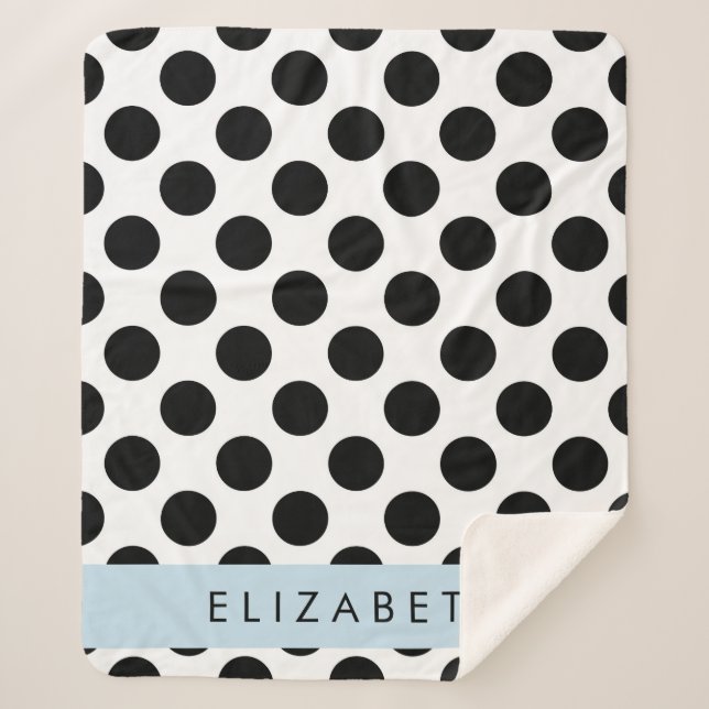 Manta Sherpa Puntos de Polka blancos y negros, punteados, tu no (Anverso)
