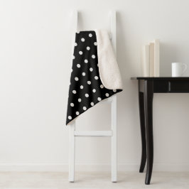Manta Sherpa Puntos de polka negros y blancos