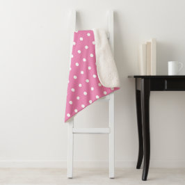 Manta Sherpa Puntos de polka rosa y blanco