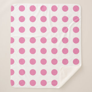 Manta Sherpa Puntos de Polka Vintage Color Blanco Rosa Retro Cl