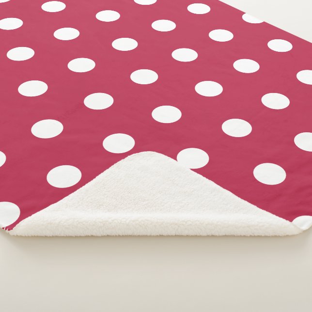 Manta Sherpa Puntos modernos de polka magenta roja (3/4)