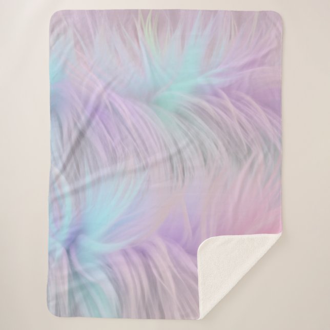 Manta Sherpa Puro arcoiris pastel (Anverso)