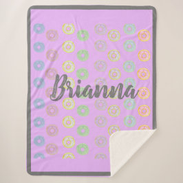 Manta Sherpa Purple Custom Name Donut Sherpa Blanket
