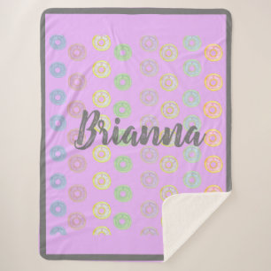 Manta Sherpa Purple Custom Name Donut Sherpa Blanket