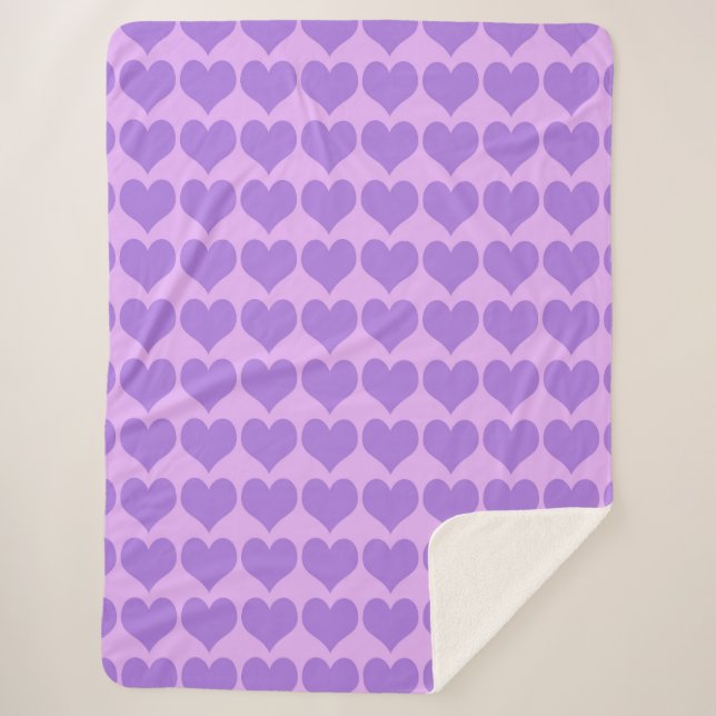 Manta Sherpa Purple Hearts Seamless Pattern (Anverso)