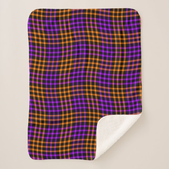 Manta Sherpa Purple Orange Plaid Checker Seamless Pattern (Anverso)