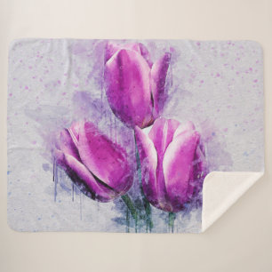 Manta Sherpa Purple Tulips