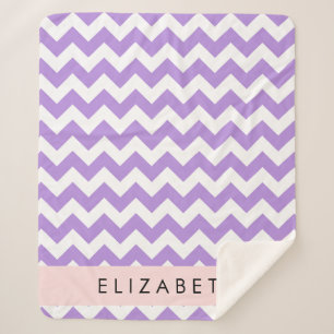 Manta Sherpa Púrpura Zigzag, Púrpura Chevron, Tu Nombre