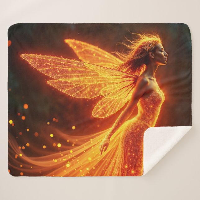 Manta Sherpa Purpurina de fantasía de chica de hadas brillantem (Anverso (horizontal))