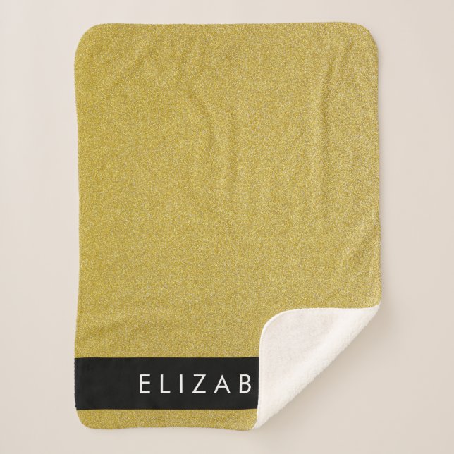 Manta Sherpa Purpurina de oro, fondo Purpurina, nombre (Anverso)