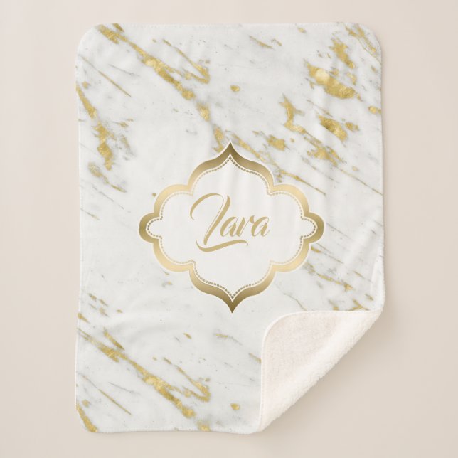 Manta Sherpa Purpurina de oro visto (Anverso)