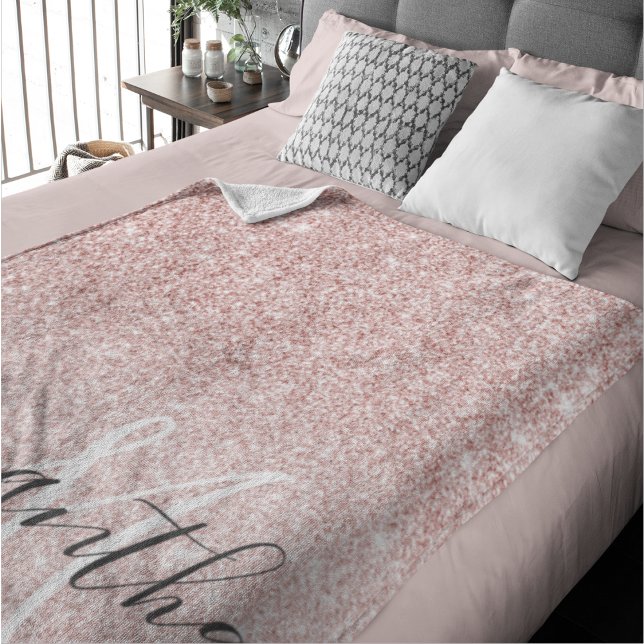 Manta Sherpa Purpurina rosa moderno marca nombre personalizado (Subido por el creador)