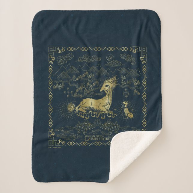 Manta Sherpa Qilin En Rest Golden Tapestry (Anverso)