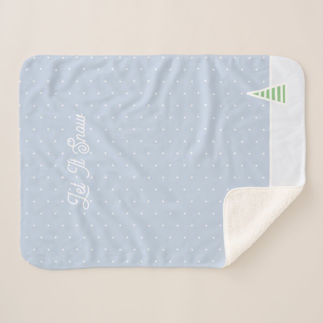 Manta Sherpa Que Nieva Pequeños Puntos De Polka Azul De Hielo D (Anverso (horizontal))