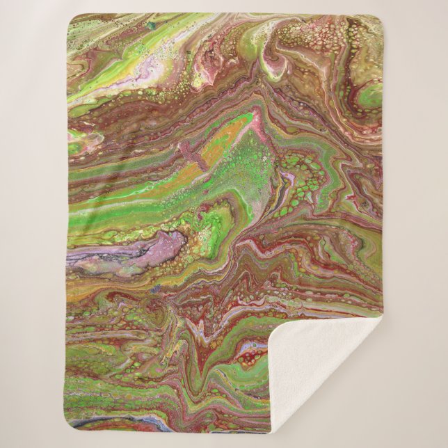 Manta Sherpa Questions 1 Wild Green Maroon Blanket (Anverso)