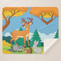 Raccoon Chipmunk Rabbit Deer Fall Landsca