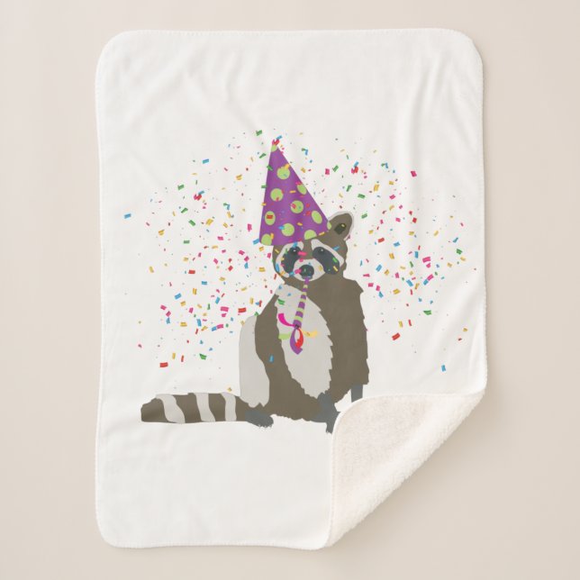 Manta Sherpa Raccoon Partying - Animales que tienen un Fiesta (Anverso)